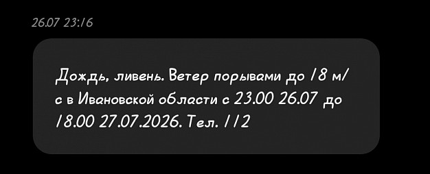В Ивановской области ожидается ливень и сильный ветер